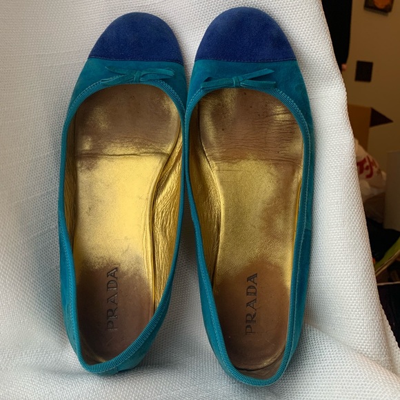 Prada Shoes - FINAL PRICE Prada Blue Suede Bow Flats Cute